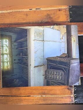 Vintage Cast Iron Wood Stove Photo Print in Abandoned House
